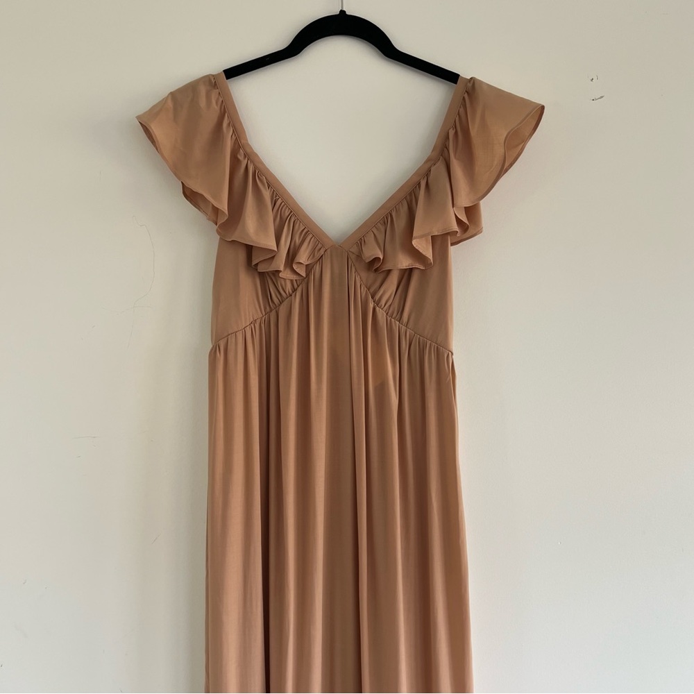 NWT One Pretty Time Nude Tiered Flowy Maxi Dress Womens XS